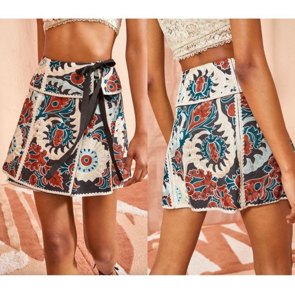 Ulla Johnson Dimi Skirt Lapis Blue Print Mini Size 2